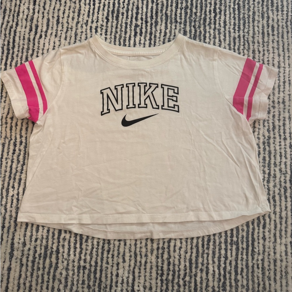Nike Kids Tee with Pink Stripes